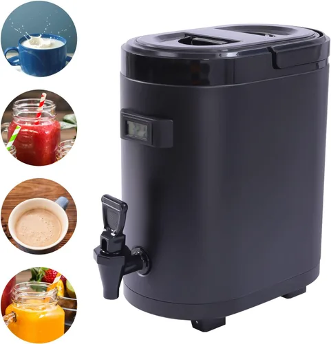 Vista 6 de Dispensador de bebidas aislado, dispensador de bebidas frías y calientes de acero inoxidable de 8 litros/2.11 galones, dispensador de bebidas