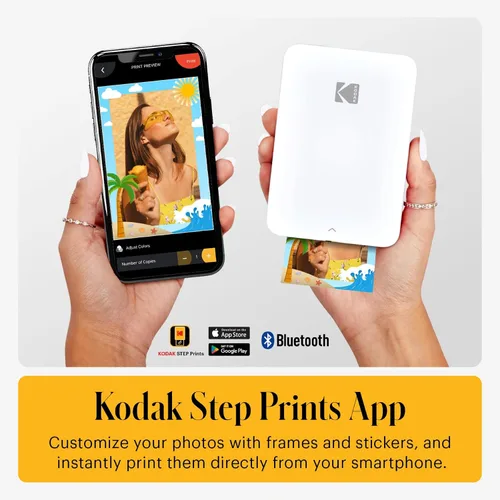 Vista 5 de KODAK Step Slim - Impresora instantánea de fotos para smartphone portátil y elegante, inalámbrica - Fotos adhesivas de 5 x 8 cm en Zink - Imprime