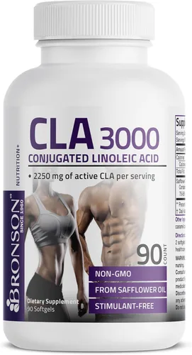 Vista 5 de Bronson CLA 3000 de potencia extra alta apoya la gestión de peso saludable, masa muscular magra, ácido linoleico conjugado no estimulante, 90
