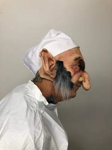 Vista 3 de Ebenezer Máscara de boca abierta, máscara Old Man Scrooge Beige