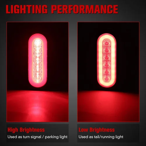 Vista 4 de Luces traseras LED ovaladas rojas de 6 pulgadas, luces traseras de remolque, luces traseras de remolque de montaje en superficie, luces