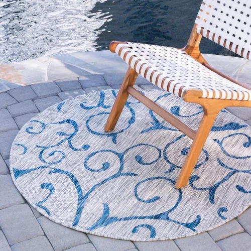 Vista 26 de Unique Loom Outdoor Botanical Collection - Alfombra rizada, 4 pies 1 pulgada x 6 pies 1 pulgada, rectangular, azul/marfil