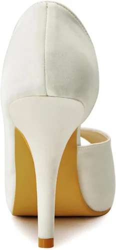 Vista 8 de ElegantPark Zapatos de Boda para Novia de Tacón Alto con Plataforma Zapatos de Novia con Pedrería Tacones para Boda Zapatillas de Mujer de Satén