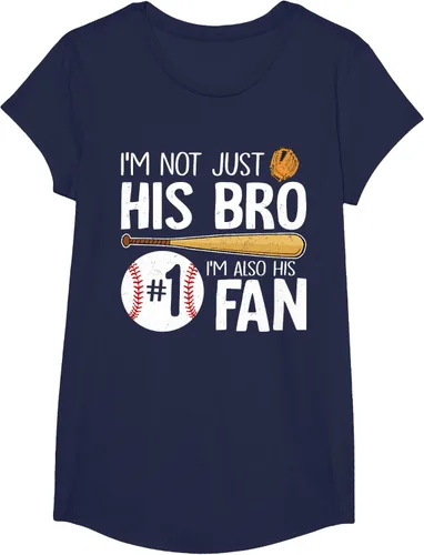 Vista 34 de Camiseta Baseball Brother I'm Not Just His Bro I'm His Number One Fan, Negro