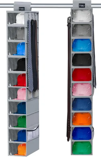 Vista 8 de VAESIDA Estante para Sombreros Colgante de 10 Estantes para Closet/Organizador para Almacenamiento - Mejor Soporte para Gorra de Béisbol, Gris