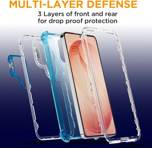 Vista 2 de AICase Para Samsung Galaxy S26 Transparente con Cámara de Metal Resistente Protección contra Caídas Cuerpo Completo Resistente A Prueba