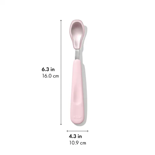 Vista 2 de OXO TOT Juego de cucharas de alimentación W Ópalo de silicona suave y flor