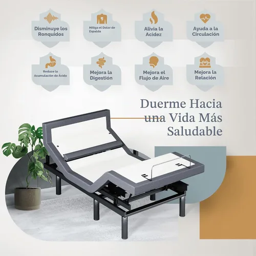 Vista 4 de Sven & Son Bliss Base de Cama Ajustable Solo Armazón, Elevación de Cabeza y Pies, Soporte Lumbar, Inclinación de Cabeza-Almohada, Masaje, Luces