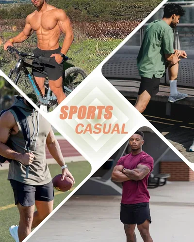 Vista 5 de CANGHPGIN Pantalones cortos deportivos para hombre ligeros paquete de 2 unidades para baloncesto boxeo gimnasio deportes con bolsillo