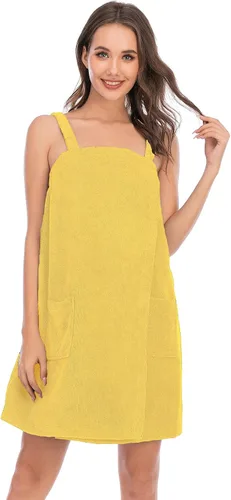 Vista 33 de Veseacky Toalla de baño para mujer con bolsillo, bata de spa ajustable y diadema facial