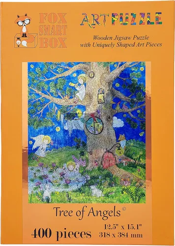 Vista 9 de Paquete de madera para adultos – Piezas de forma única – Fabricado en los Estados Unidos por FoxSmartBox – 400 piezas – Árbol de los Ángeles