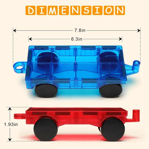 Vista 3 de Gemmicc Juego de 2 piezas magnéticas para coche + bolsa de transporte de juguetes