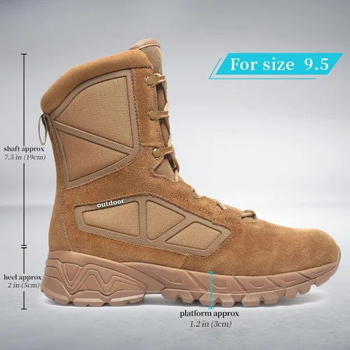 Vista 3 de Botas de trabajo tácticas militares para hombre, ligeras, con cremallera lateral, botas de combate del ejército, para senderismo