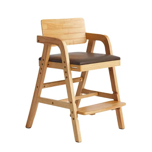 Vista 10 de Silla de comedor de madera para niños pequeños con asiento Negro