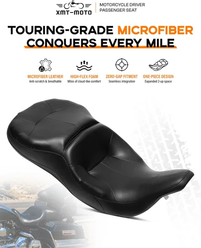 Vista 2 de XMT-MOTO Cojín para Asiento de Conductor y Pasajero Compatible con Harley Davidson Touring Electra Glide Classic 1997-2007