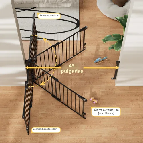 Vista 4 de Cumbor 29.2–43" Puerta de bebé para escaleras, de montaje en pared (se requiere taladrar), puerta para perros expandible sin barra inferior, puerta