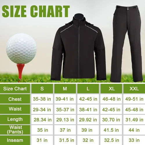Vista 6 de K.E.J. Chaqueta impermeable de golf para hombre, impermeable, ligera, traje de golf para senderismo, ciclismo, correr, camping, viajes