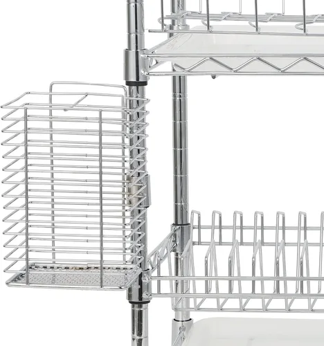 Vista 9 de happimess DSH1002A Brooklyn - Escurridor de platos ajustable de 2 niveles con soporte para cubiertos, acero al carbono duradero para varios