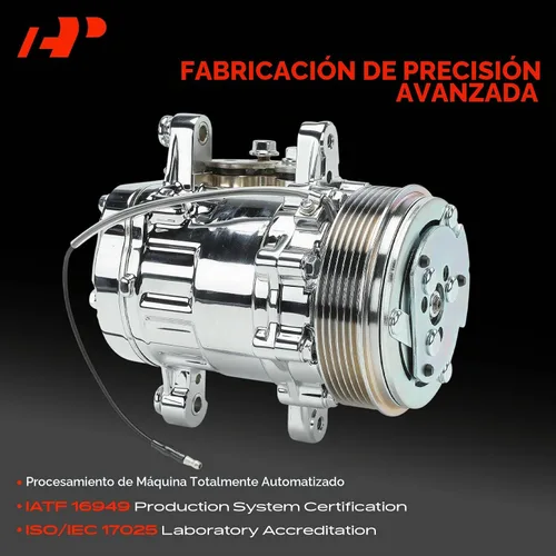 Vista 4 de A-Premium Compatible con Sanden SD-7 Mini 6PK Estilo, Compresor Universal de Aire Acondicionado con Embrague, Correa Serpentina de 6 Ranuras