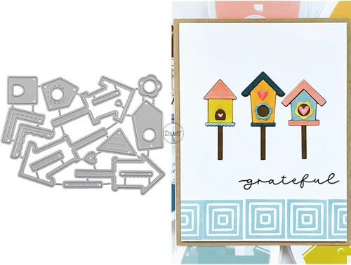 Vista 22 de DzIxY Casas Troqueles de corte de metal para kit de fabricación de tarjetas, troquelados de papel en relieve, plantillas de máquina de álbumes