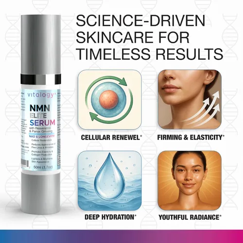 Vista 4 de NMN + suero facial de resveratrol – Renovación celular y fórmula antienvejecimiento con ácido hialurónico, aloe y ginseng – Boost NAD+, hidrata