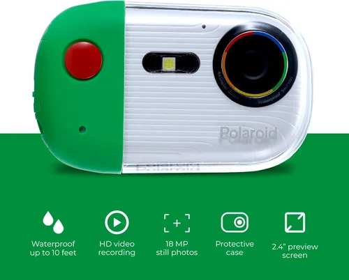 Vista 3 de Cámara submarina Polaroid - 18MP 4K UHD, impermeable para esnórquel y buceo con pantalla LCD, recargable por USB