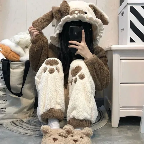 Vista 3 de Ropa de dormir Kawaii para cachorros, conjunto de pijama para mujer, ropa de descanso Kawaii para mujer