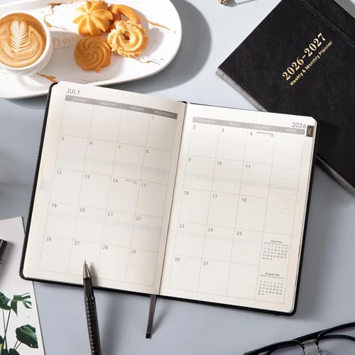 Vista 2 de Agenda 2026-2027 – Agenda semanal mensual 2026-2027 con calcomanías, julio 2026 a junio 2027, 5.75 x 8.25 pulgadas, calendario 26-27, papel premium