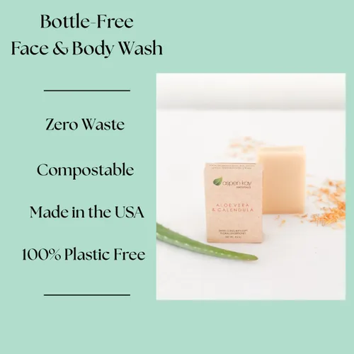 Vista 6 de Aspen Kay Naturals Jabón de aloe vera y caléndula, ingredientes naturales y orgánicos, aloe vera orgánico, jabón de caléndula y cúrcuma. Uso