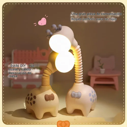 Vista 6 de Luz Nocturna de Jirafa Fantasee USB Recargable para Guardería y Mesita de Dormir para Niños - Verde