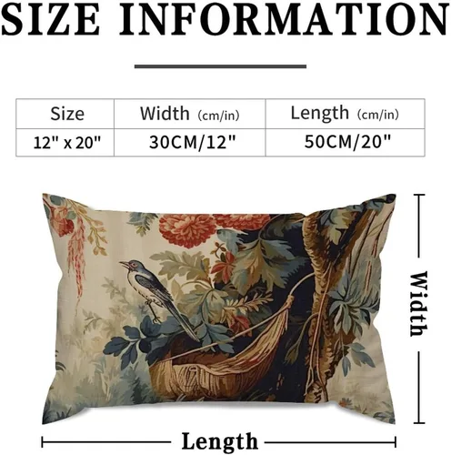 Vista 2 de ArogGeld Funda de cojín lumbar asiática de estilo chinoiserie, de lino marrón, pájaro y flor, funda de cojín asiática para sofá, silla de automóvil