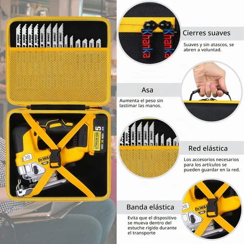 Vista 6 de khanka Funda para sierra caladora DEWALT 20V MAX XR DCS334B/DCS335B, solo funda