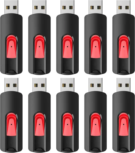 Vista 8 de RAOYI 10 unidades de unidades de memoria USB de 4 GB deslizantes retráctiles a granel USB 2.0 pulgar, unidad de salto, unidad de cremallera