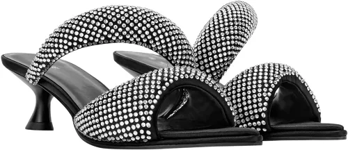 Vista 5 de JW PEI Sandalias Sara de tacón con cuña para mujer Cristal artificial - Negro