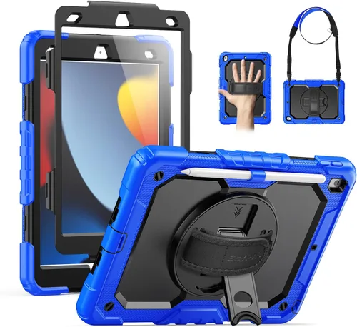Vista 24 de SEYMAC Funda para iPad de 9ª/8ª/7ª Generación Estuche 10.2" 2021-2019, Funda Protectora de Cuerpo Completo Resistente a Prueba de Golpes de Servicio