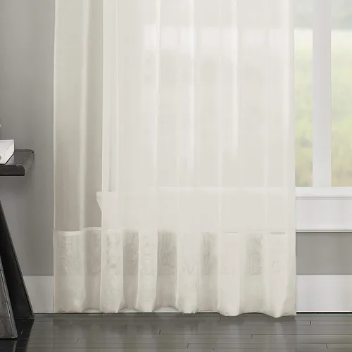 Vista 4 de Curtainworks Soho Panel de Cortina Transparente de Gasa con Pliegues Pinzados, 29 por 63 pulgadas, Ostra