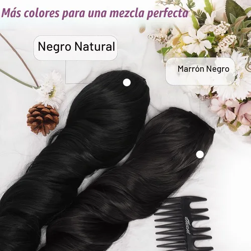Vista 6 de BARSDAR Extensiones de cabello sintético de 20 pulgadas con clip negro