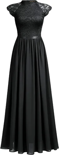 Vista 5 de Miusol Vestido largo formal sin mangas de encaje floral para dama de honor para mujer