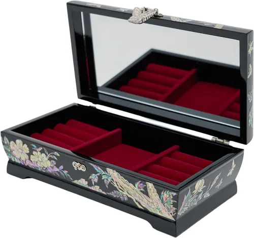 Vista 48 de February Mountain Joyero de nácar con bandeja extraíble para anillos, regalos para mujeres, cumpleaños, boda, Navidad