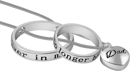 Vista 2 de Collar Cring Coco de urna de cremación No Longer by My Side, Forever in My Heart tallado, para hombre y mujer