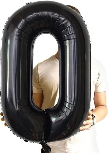Vista 2 de Globos gigantes de números negros de 40 pulgadas, globos de aluminio de Mylar con helio para cumpleaños, globo número 0 para decoración de fiestas