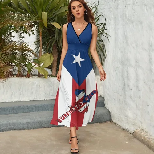 Vista 4 de Vestido sin mangas con bandera de Puerto Rico para mujer, top de verano, talla S