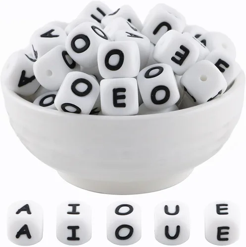 Vista 20 de Cuentas de silicona de corazón cuadrado blanco de 0.472 pulgadas, 20 cuentas de silicona con números de corazón para hacer llaveros, ideal