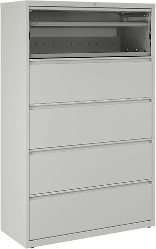 Vista 5 de Lorell Lima lateral de 5 cajones, 42 x 18-5/8 x 67-11/16 pulgadas, gris