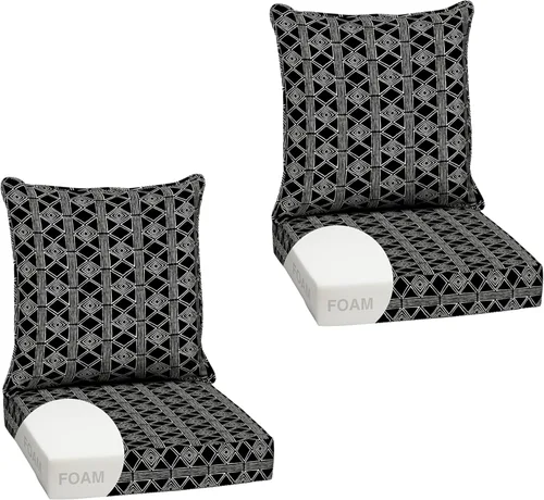 Vista 12 de Arden - Juego de cojines de asiento profundo para exteriores, espuma, 24x24, azulejos Alana