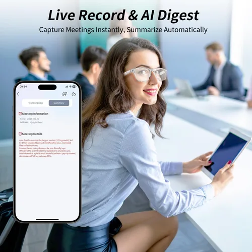 Vista 6 de Lentes inteligentes, lentes Bluetooth AI para mujeres/hombres con traducción instantánea e interpretación en 144 idiomas, lentes de transición