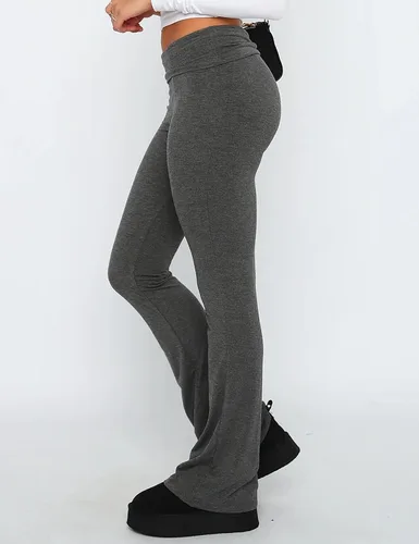 Vista 3 de KMBANGI Pantalones ajustados para mujer, tiro bajo, corte de bota, elásticos, pantalones acampanados para yoga, pantalones deportivos largos Y2K