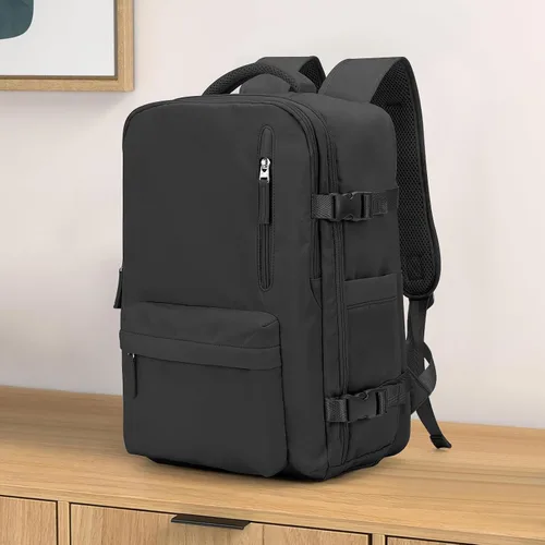 Vista 10 de VECAVE mochila para laptop de viaje, mochila para llevar en vuelos, mochila casual para deportes y universidad, A-Negro, Pequeño, Mochilas de viaje