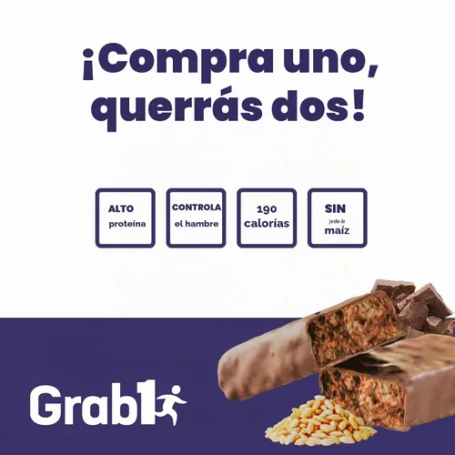 Vista 5 de Grab1 Barras de proteína sin lácteos recubiertas en rico chocolate negro 0.51 onzas de proteína (paquete de 2 – 10 barras) controla el hambre