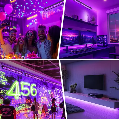 Vista 7 de Barra de Luz Negra LED de 38W Barras de Luz Negra con Enchufe e Interruptor Ilumina Área de 22x22 pies para Fiesta Fluorescente Fiestas de Halloween